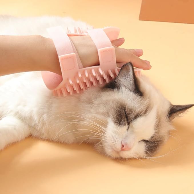 Abaodam Silicone Cat Massage Comb Corner Self Grooming Brush for Cats Pink Large Dual-use Wet Dry Pet Shedding Massage Tool