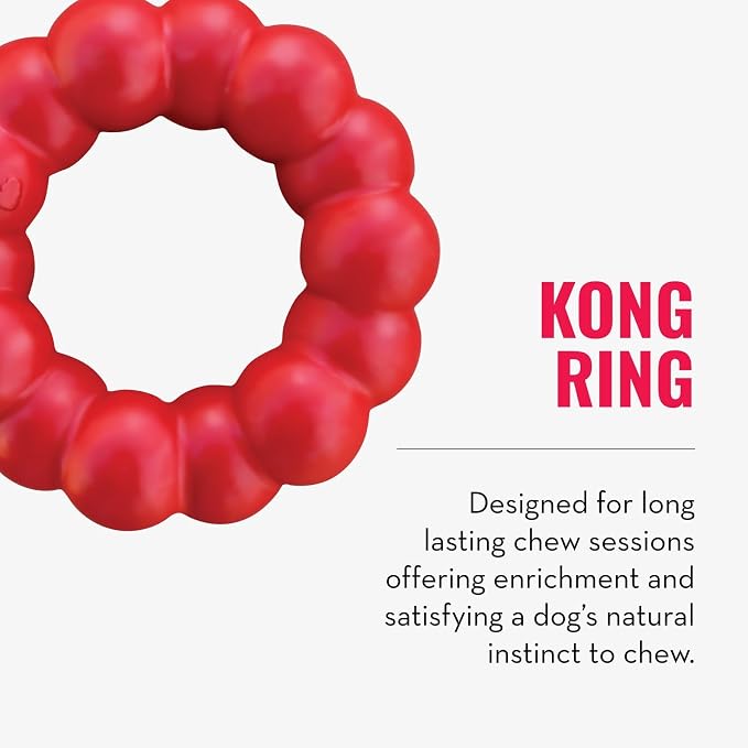 KONG Ring and Goodie Ribbon, Durable Rubber Dog Toys, for Large Dogs | A Two-Toy Rubber Set with a Dental Ring Chew & a Treat-Dispensing Goodie Ribbon for Engaging Playtime