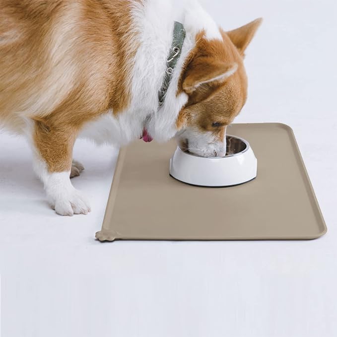 AUDWUD Silicone Waterproof Pet Feeding Mats,Anti Slip Bowl Pad, Dog Mat for Food and Water