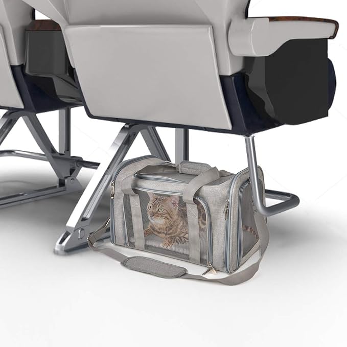 Henkelion Cat & Dog Carrier, Small/Medium Up to 15 lbs, TSA Airline Approved, Waterproof, Grey