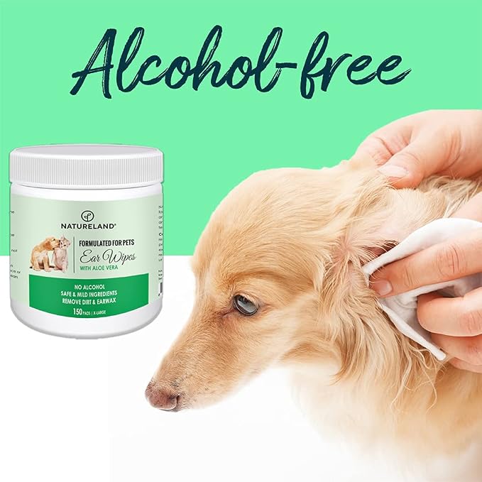 Natureland Dog Ear Wipes, Extra Large 150 pcs