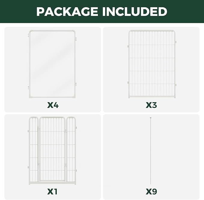 FXW AuraSpace Pro Acrylic & Wire Mesh Indoor Dog Playpen, 40" Height 8 Panels Metal Dog Pen for Medium and Large Dogs, White│Patented