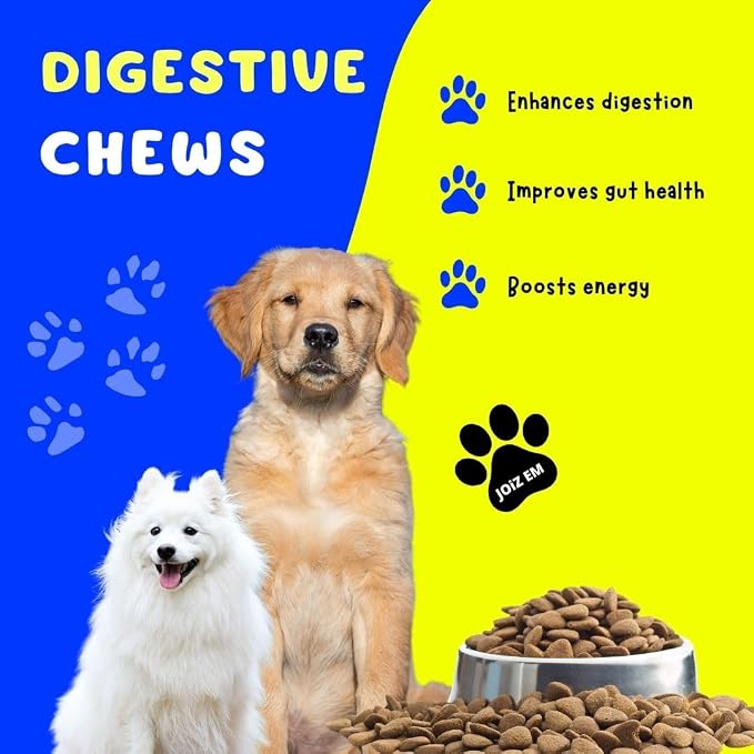Digestive Dog Chews: for Gut Flora, Diarrhea, Bowel Support and Gut Health, Digestive Health. Dog Supplement in Soft Chews, Probiotics, Digestive enzymes. Made in the USA.