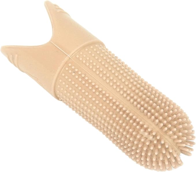 TOPINCN Silicone Dog Finger Toothbrush 360 Degree Food Grade for Dogs Cats Care with Flexible Design for Oral Clean (Beige)
