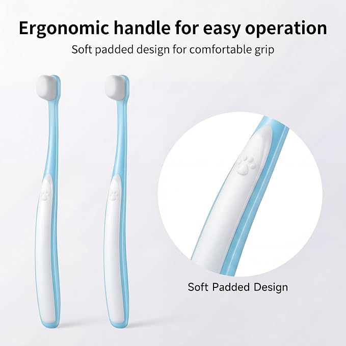 2 Pcs Puppy Toothbrush, Ultra Soft Mini Head Toothbrush for Small Dogs & Soft Dog Toothbrushes, Deep Dental Cleaning for Puppies, Kittens & Tiny Pets (Light Bue)