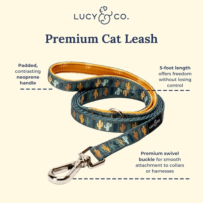 Lucy & Co. Looking Sharp Step-in Cat Harness & Leash Bundle – Reflective, Breathable & Adjustable Harness for Cats, Kittens & Small Dogs, Lightweight & Secure and Dual Leash Clips – Small