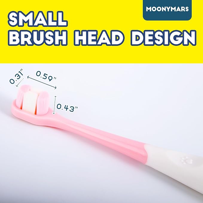 Small Dog Toothbrush, Puppy & Cat Tooth Brushing Kit, Ultra Soft Head Teeth Brush for Kitten & Tiny to Medium Pet, Doggy Toothbrushes Deep Dental Clean, 2 PCS, Pink