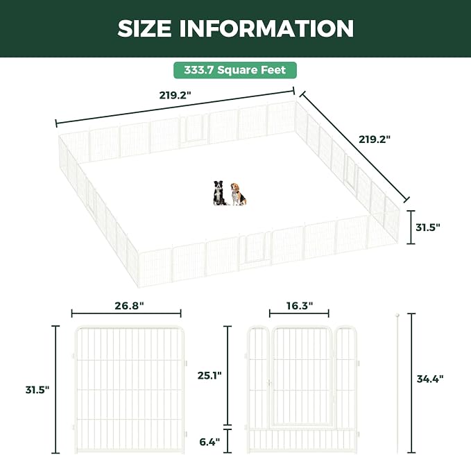 FXW Rollick Unleashed Dog Playpen, 32in, 32 Panels, Small/Medium, White
