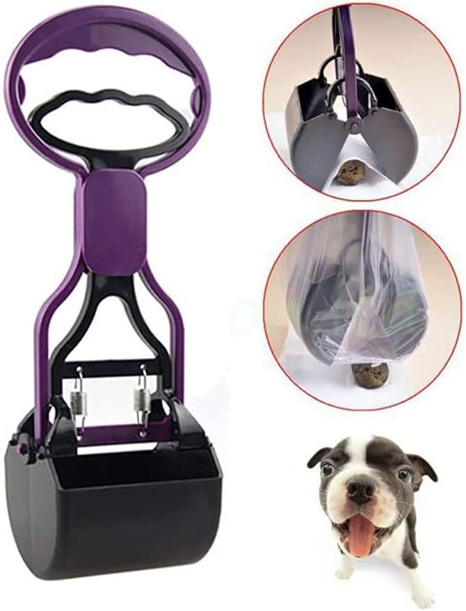 Pet Pooper Scooper for Dogs Cats Non-Breakable High Strength Material Durable Spring Easy Pick Up Grass Gravel Jaw Claw Rake for Kids Children Women Men