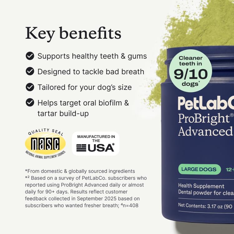 PetLab Co. ProBright Advanced Dental Powder, Large Dogs, 30 Scoops