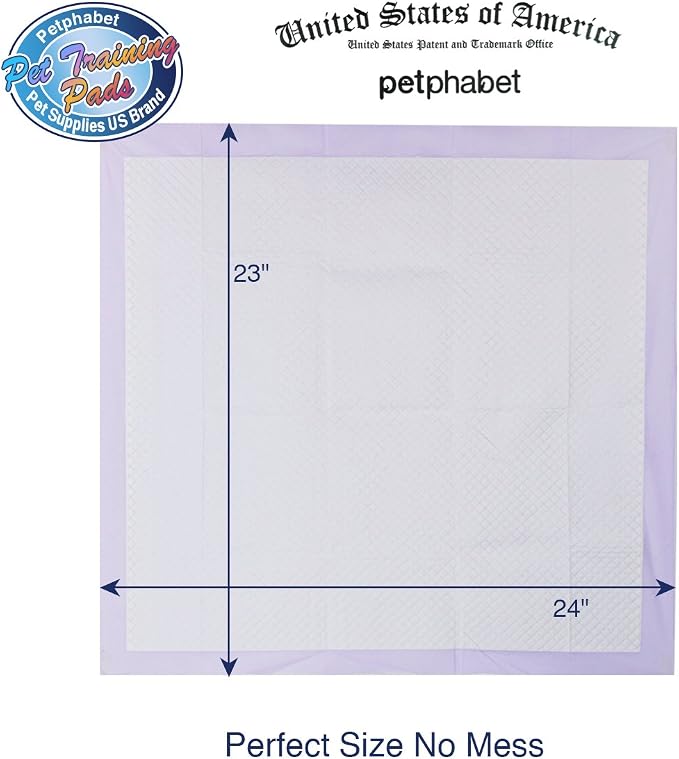 Petphabet 100 Pack Dog Pee Pads 23 by 24 Inches,Lavender Scented Dog Training Pads with Attractant