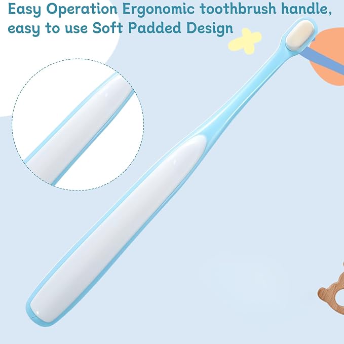 salbsever 4 Pcs Toothbrush for Small Dogs Puppy Tooth Brushing Kit Soft Dog Toothbrush Small Breed Deep Teeth Cleaning Pet Toothbrushes for Kitten & Tiny Pet Blue