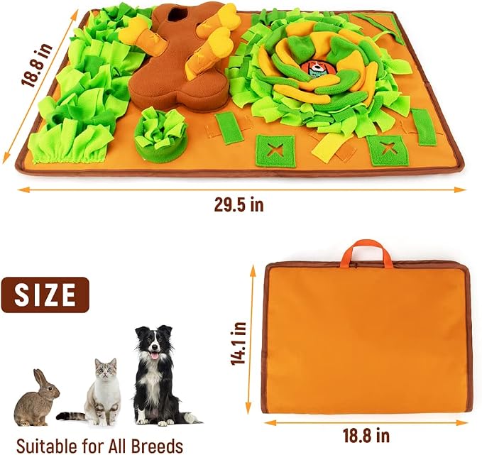 Snuffle Mat Dog Enrichment Feeding Mat | Smell Training & Slow Eating, Interactive Toy & Feed Game, Sniffing, Mental Stimulation