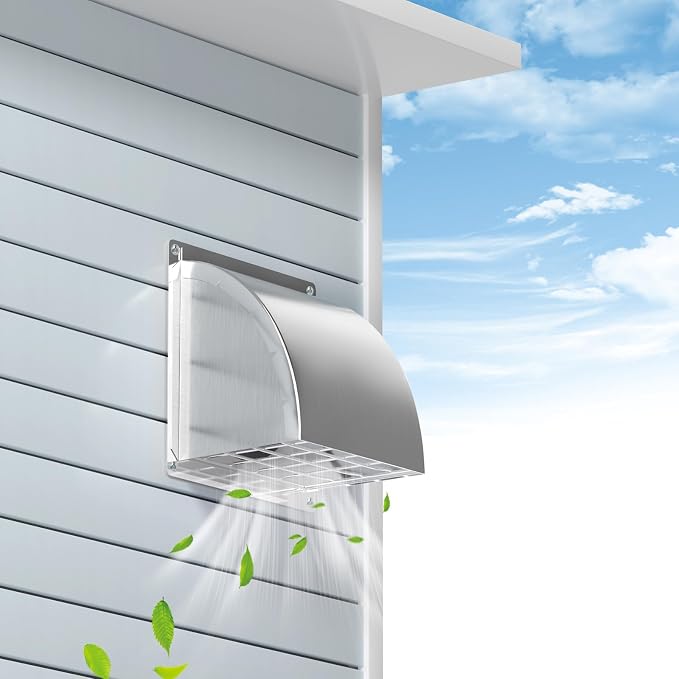 HG Power 4 Inch Dryer Vent Cover Outside with Removable Screen, Silver