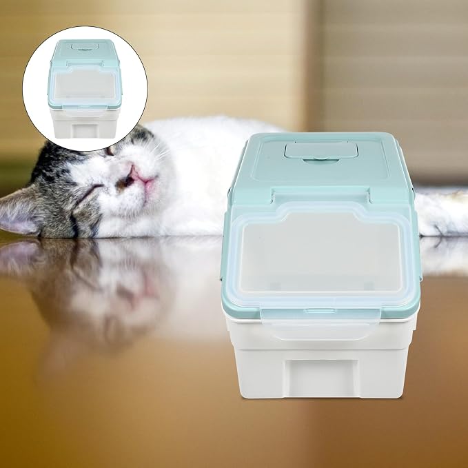 Abaodam Sealed Pet Food Storage Bucket with Airtight Lid Nordic Blue Small Dog Food, Small, Blue