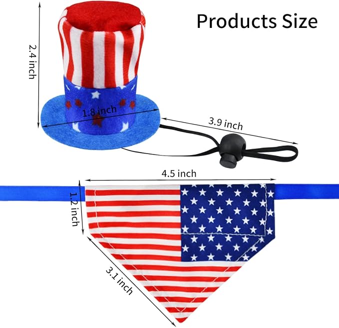 4 Pcs Pet Independence Day Costume Pet 4th of July Guinea Pig Hat and, Large, 4-Pack, Small