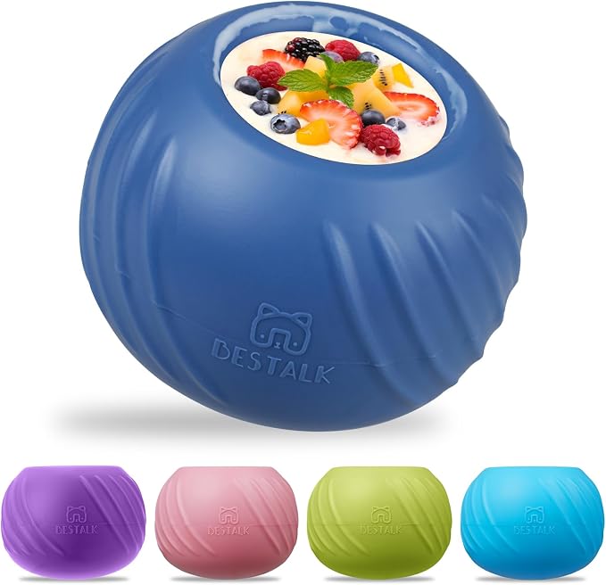 Long-Lasting Dog Lick Toy, Wobbly Dog Enrichment Lick Bowl to Keep Dogs Busy, Interactive Stuffable Dog Treat Feeder for Boredom, Silicone Treat Dispensing Chew Toy(Dark Blue,S)