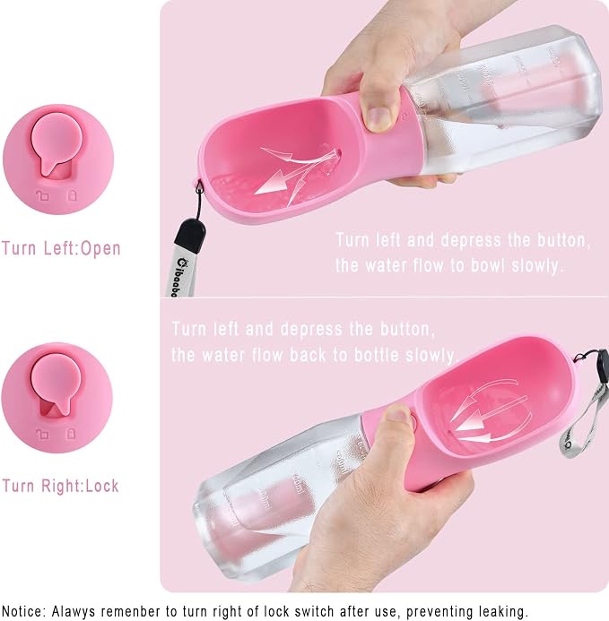 Cibaabo Dog Water Bottle with Food Container & Poop Bag Holder