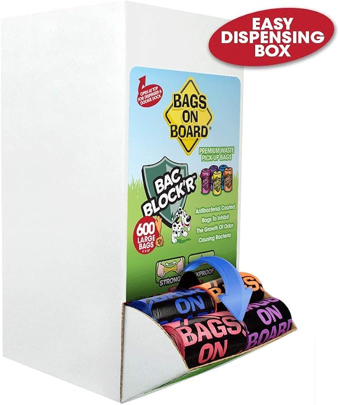 Bags on Board Premium Odor Blocking Dog PoopBags & Dispenser - Leakproof Waste Pick-Up-Bags (Pack of 1800)