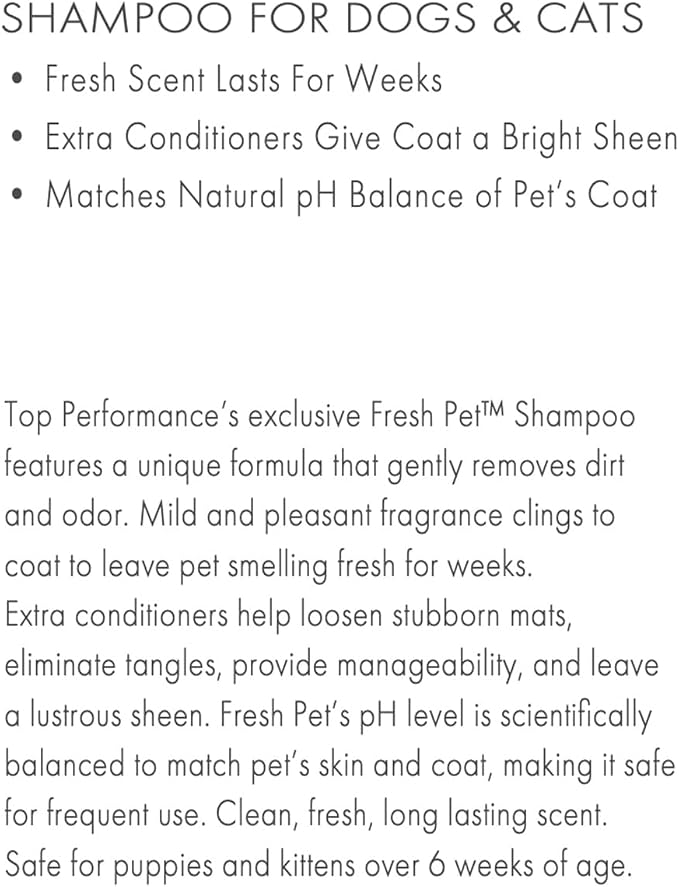 Top Performance Fresh Pet Shampoo, 1-Gallon,Black