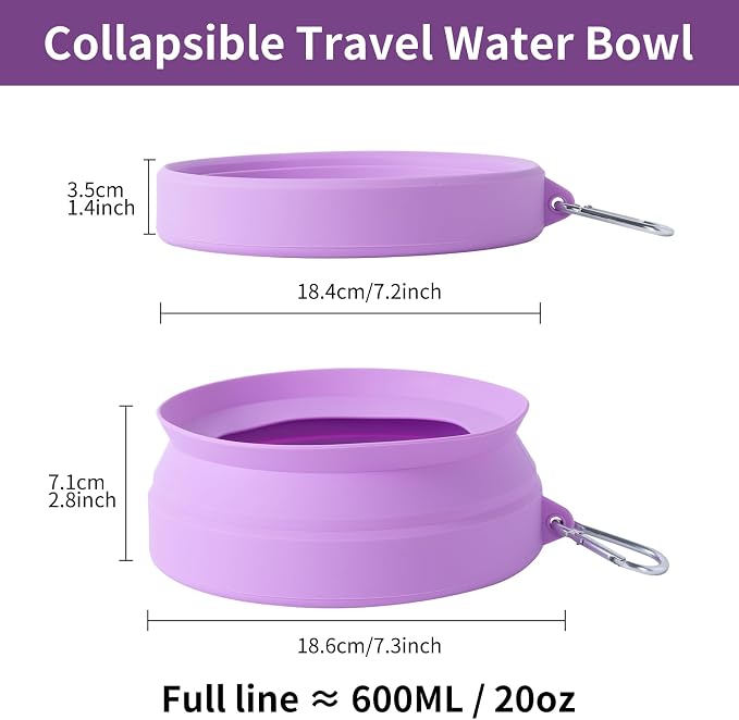 SLSON Spill Proof Dog Water Bowl for Cars, Purple