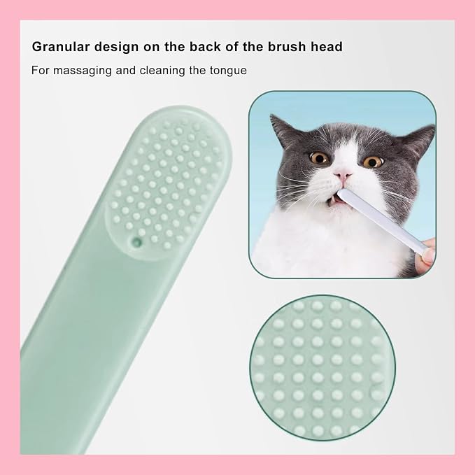 4 Pack Pet Toothbrush, Extra Soft Dog & Cat Toothbrushes Dental Cleaning Brushes for Puppy, Small Dog and Cat Teeth Dental Health Kit, White, Pink, Green, Gray