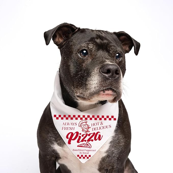 Pupperoni Pizza Box Costume Dog Bandana, X-Small, X-Small, White