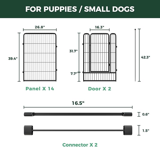 FXW Rollick Unleashed Dog Playpen, 40in, 16 Panels with Connectors, 2-Pack, Medium/Large