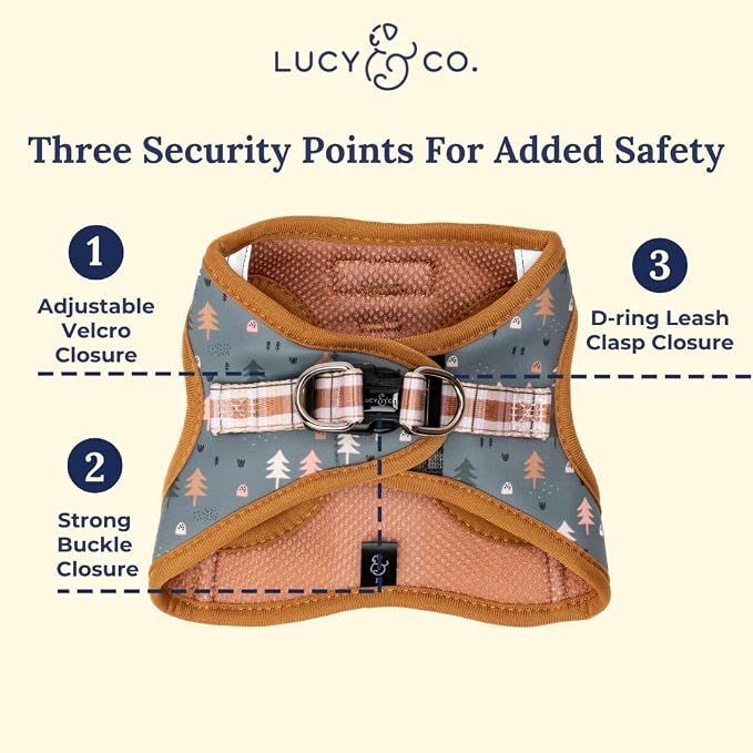 Lucy & Co. Take a Hike Step-in Cat Harness & Leash Bundle – Reflective, Breathable & Adjustable Harness for Cats, Kittens & Small Dogs, Lightweight & Secure and Dual Leash Clips – Small