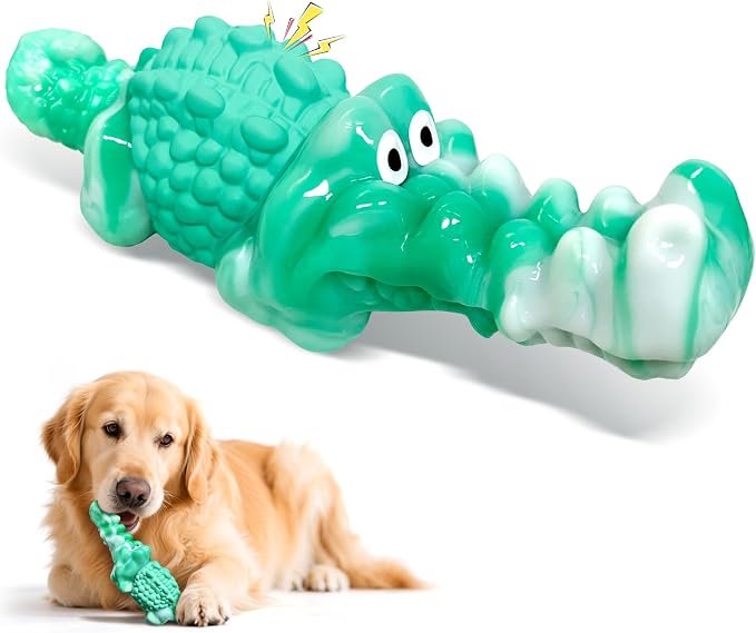 Jeefome Dog Chew Toys for Aggressive Chewers Tough Squeaky Alligator | Teeth Cleaning, Tough, For Small Medium Large Breed