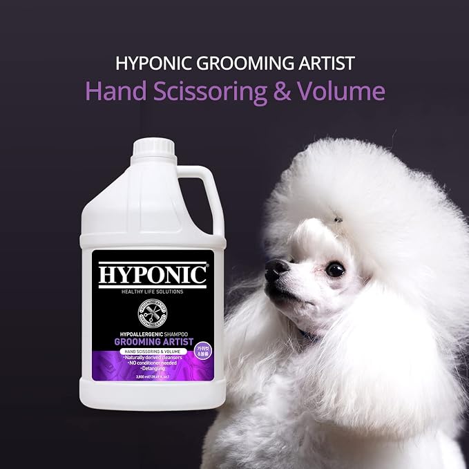 HYPONIC Grooming Artist Shampoo - Premium Hypoallergenic Pet Shampoo for Groomers (Hand Scissoring & Volume (1 GAL))