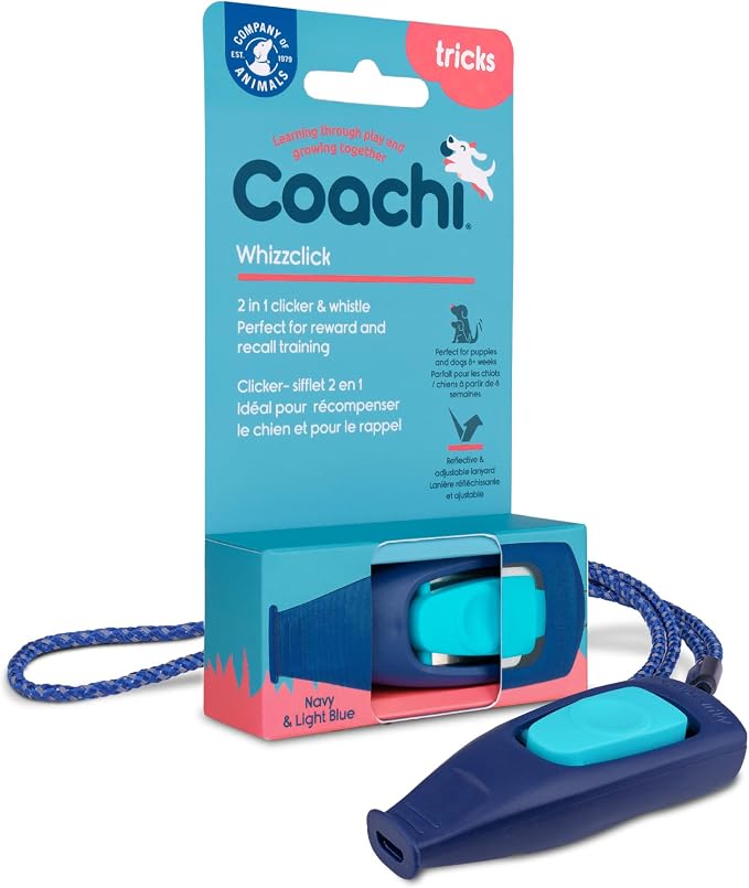 Company of Animals Coachi Whizzclick, 2-in-1 Clicker & Whistle, Navy/Light Blue