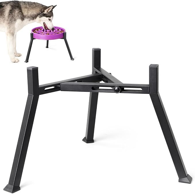 LOOBANI Elevated Dog Bowl Stand: Fits for Bowls Width 8.2"-11" (Without Bowls) Adjustable Width Anti-Slip Raised Dog Bowl Stand Food Feeder for Large Adult, Seniors, Older, Arthritis Dogs Black Large