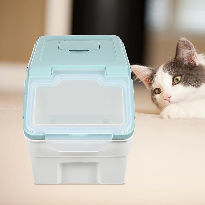 Abaodam Sealed Pet Food Storage Bucket with Airtight Lid Nordic Blue Small Dog Food, Small, Blue