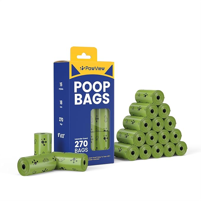 Dog Poop Bags, Cat Litter Bags, Guaranteed Leak Proof and Extra Thick Poop Bag Rolls for Dogs, Lavender Scented, 270 Count