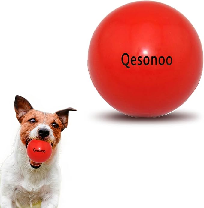 Dog Balls Indestructible, Solid Rubber Bouncy, Large Breed, Red