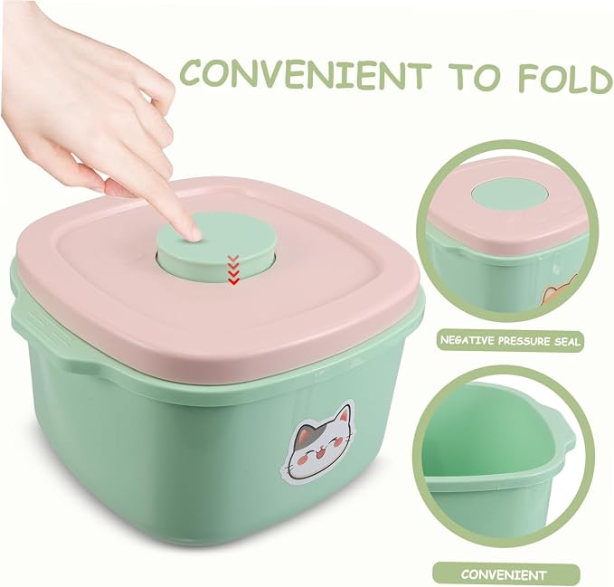 COLLBATH Pet Food Storage Barrel with Airtight Vacuum Seal Lid Plastic Container for Cat, Light Green