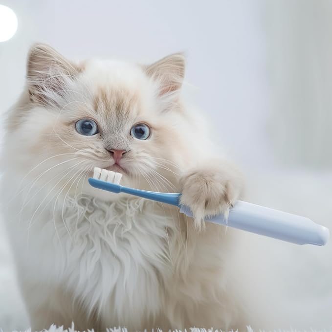 Dual-Head Pet Toothbrush for Small Dogs, Cats, Rabbits & Hamsters - Soft-Bristled Animal Oral Care Toothbrush (Yellow)
