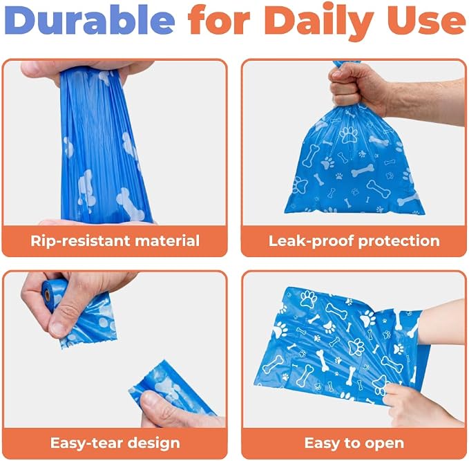 Best Pet Supplies Dog Poop Bags for Waste Refuse Cleanup, Doggy Roll Replacements for Outdoor Puppy Walking and Travel, Leak Proof and Tear Resistant, Thick Plastic - Blue (Unscented), 240 Bags