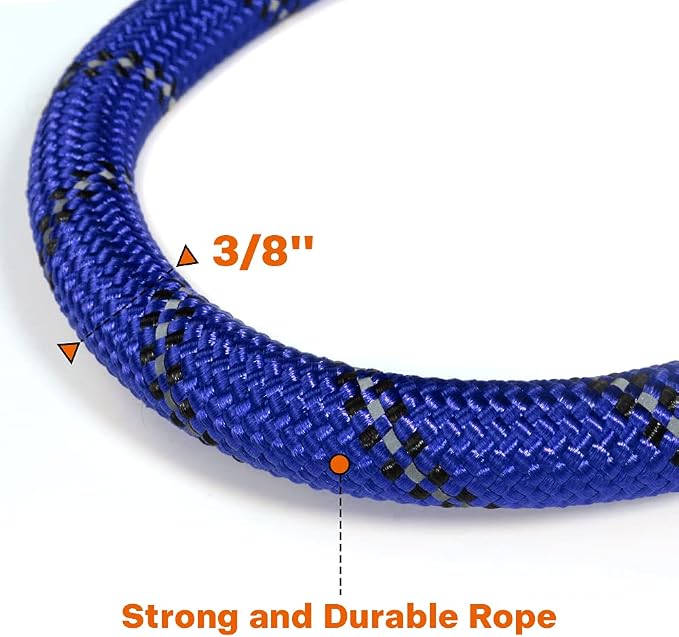 Taglory Rope Dog Leash for Small Medium Dogs, 4 FT Padded Handle, Navyblue | Made of Climbing Rope, Reflective for Night Walks and Training, Comfortable Grip, Anti-tangle Swivel Clip, 3/8 inch