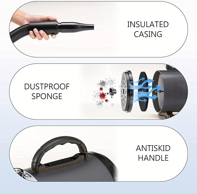 Dog Dryer High Velocity Dog Hair Dryer 3.0HP/2200W, Stepless Adjustable Speed Temperature Dogs Grooming Blow Dryer, Pet Dryer with 4 Nozzles,Blow Dryer for Dogs, Black