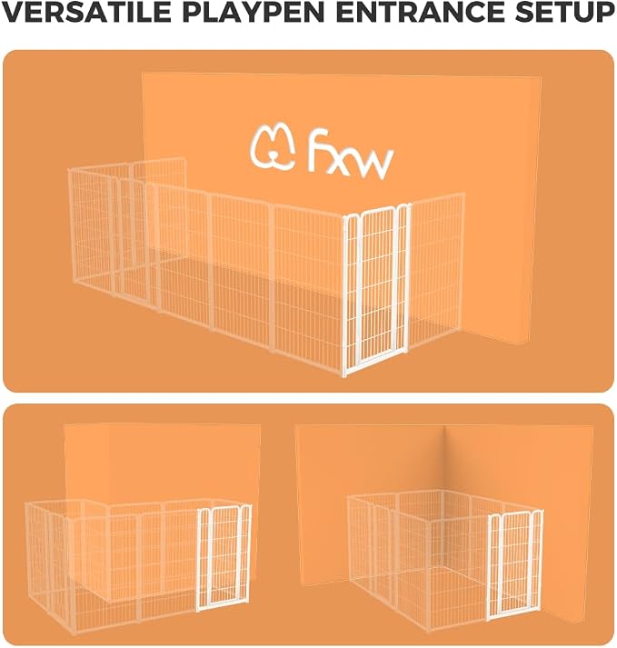 FXW Homeplus Unleashed Dog Playpen Designed for Indoor Use, 1 Add-on Gate, 45" Height for Large Dogs, White│Patented