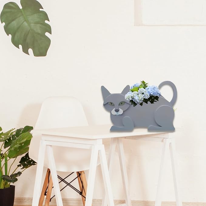 British Short Cat Planter Pots, Animal Shaped Flower Pot