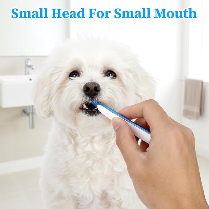 Tucnoeu 3 Pcs Small Dog Toothbrush Kit: Silicone 360 Pet Tooth Brushes for Dogs Cat, 3-Sided Dog Toothbrush Set of 3 Different Shapes PP+Nylon