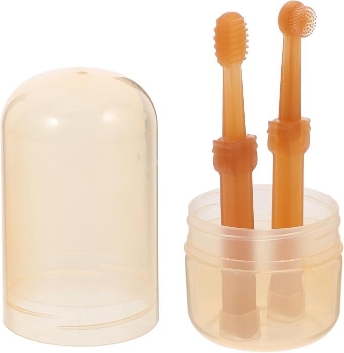 VOSAREA 1 Set of Silicone Pet Toothbrush Kit for Dogs and Cats Puppy Tooth Brushing Tool Double Head Oral Cleaning Brush for Small Dogs and Cats