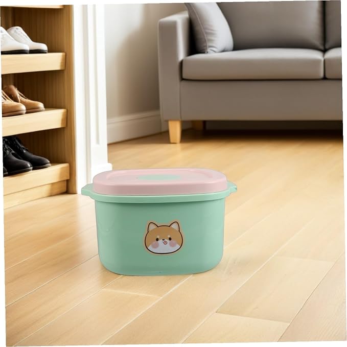COLLBATH Pet Food Storage Barrel with Airtight Vacuum Seal Lid Plastic Container for Cat, Light Green