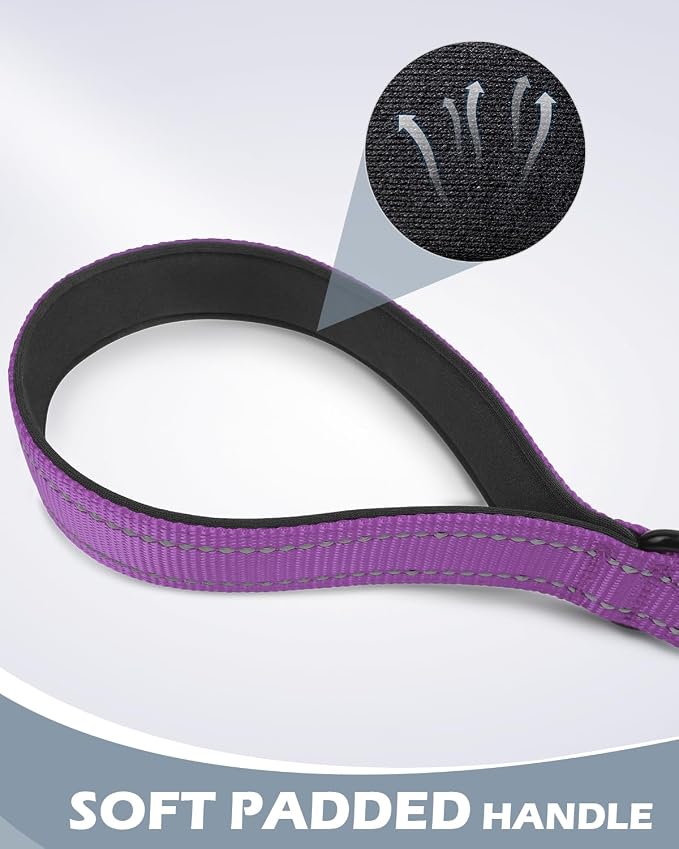 Joytale Short Dog Leash for Close Control & Training, 24", Purple | Padded Comfort Handle, Reinforced Nylon Webbing, Secure Metal Clip, for Busy Streets & Heel Training