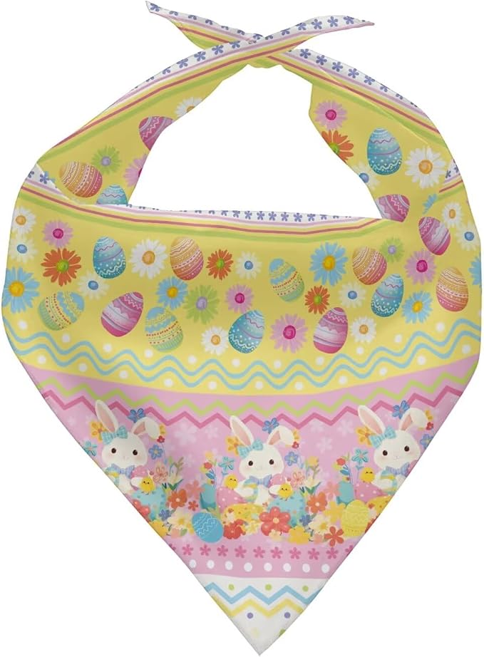 Forchrinse Easter Bunny Egg Dog Bandanas Triangle Bandana Soft Polyester Pet Scarf Dog Kerchief, One Size, Polyester, Easter Bunny Egg