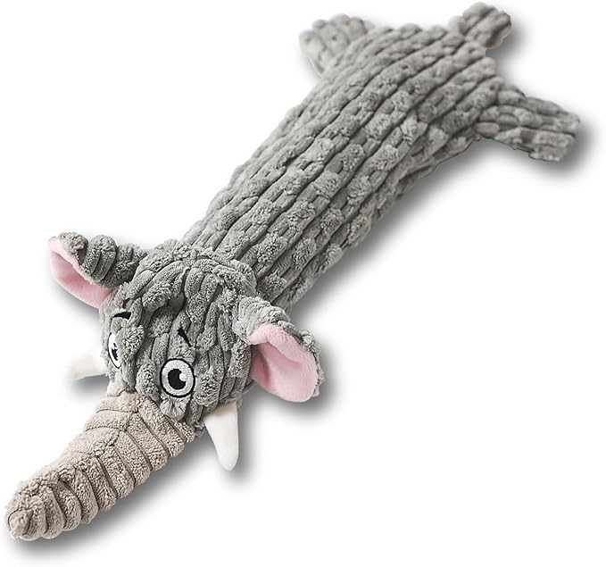 Dog Toys, Squeaky Plush No Stuffing Crinkle Dog Toy for Small Medium Large Dogs, Interactive Puppy Teething Water Bottle Dog Chew Toy (Elephant)