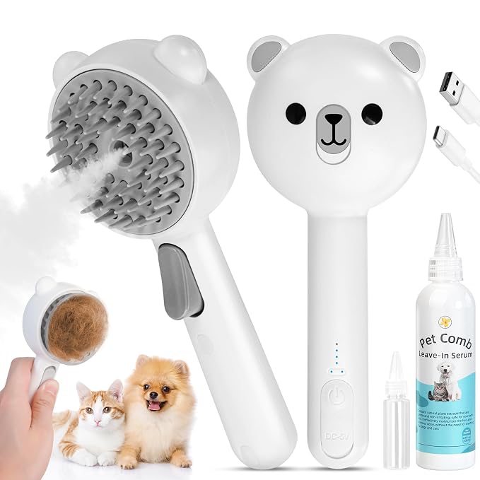 Self Cleaning Pet Steam Brush for Indoor Cats & Dogs Shedding & Grooming